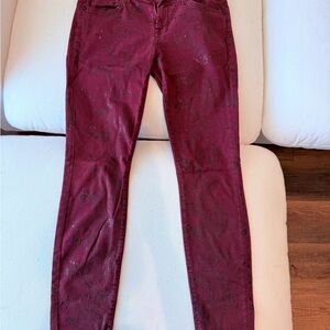 7 For All Mankind Burgundy Snake Skin Jeans. Size 26.